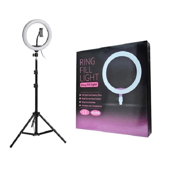 Aro de luz LED 26 cm con trípode 2mts y soporte para celular