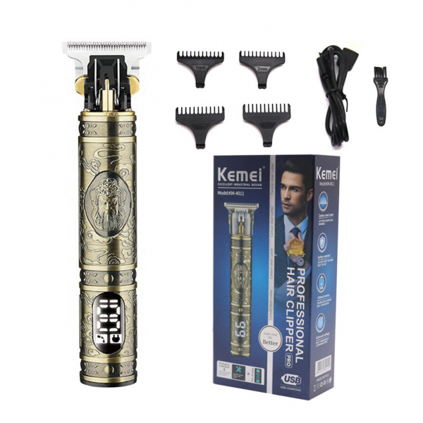 Máquina patillera profesional Kemei 4011 con pantalla y accesorios