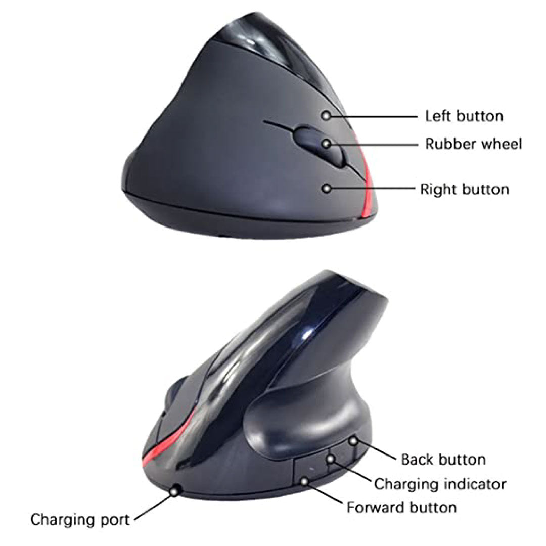 Mouse ergonómico vertical inalámbrico y recargable