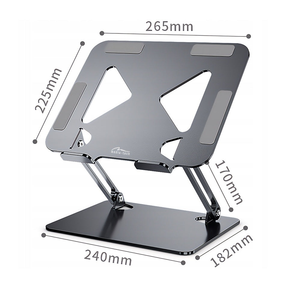 Soporte base acero inoxidable para computador y tablet 2 brazo ajustable