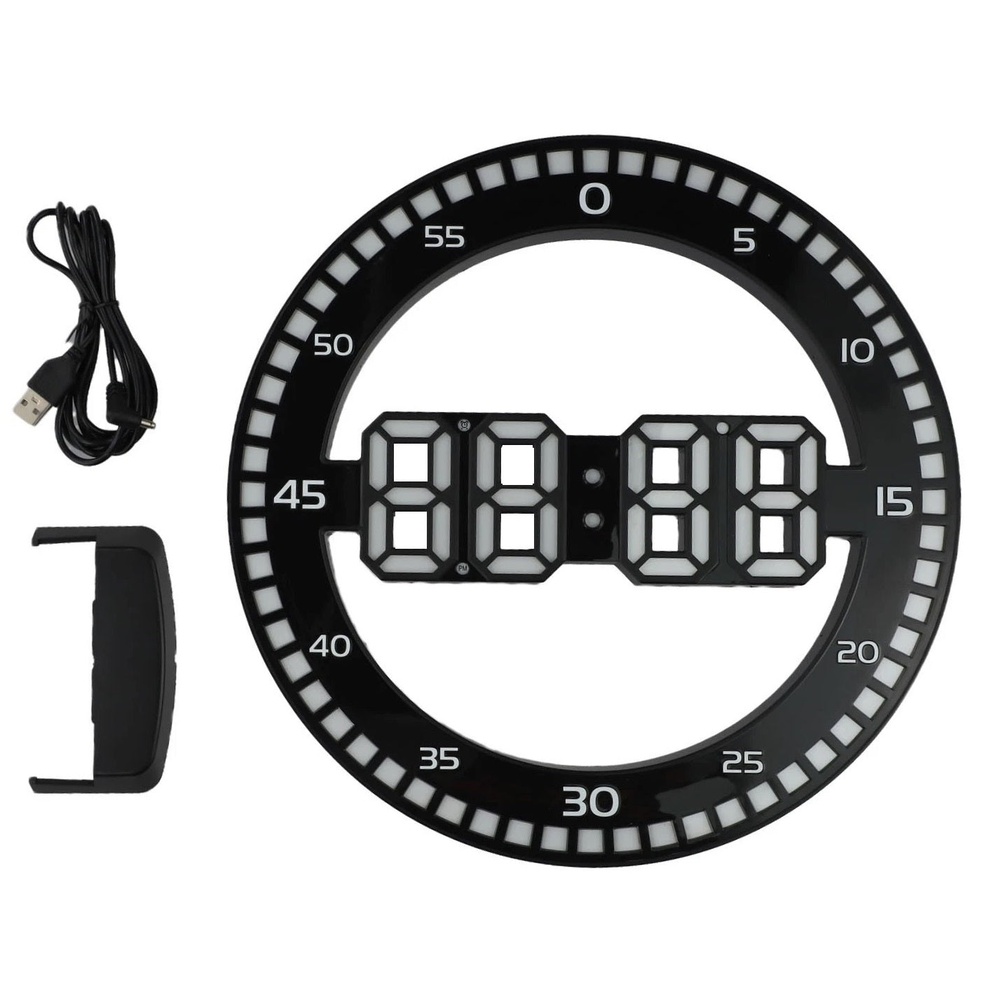 Reloj de Pared y Mesa Digital LED Circular con Alarma y Fecha DS3668L