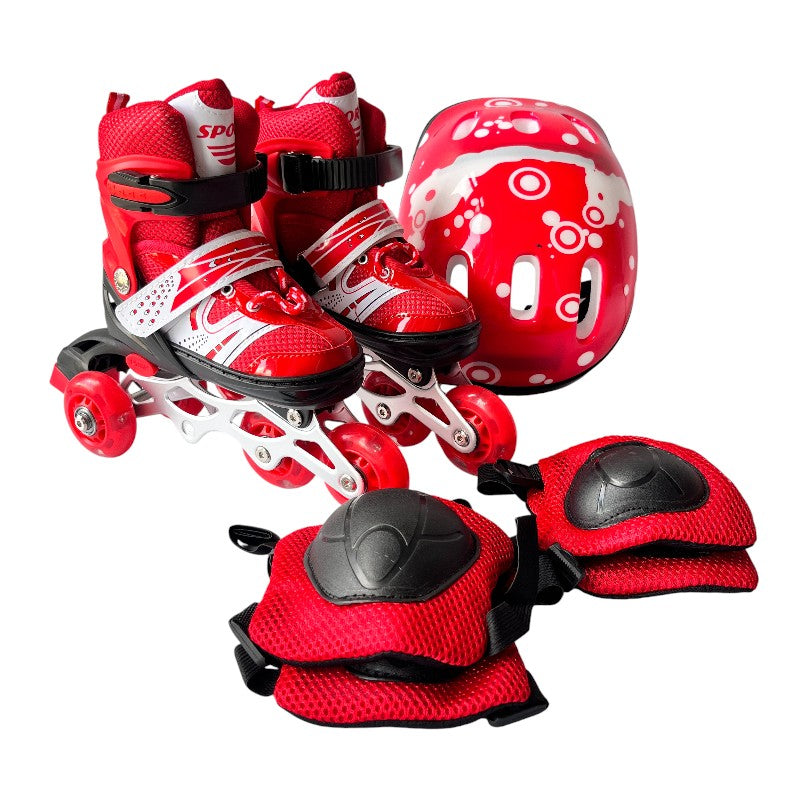 Kit De Patines En Línea Con Luces Led Llantas Traseras y Maleta Talla S (29 33) Lg03A