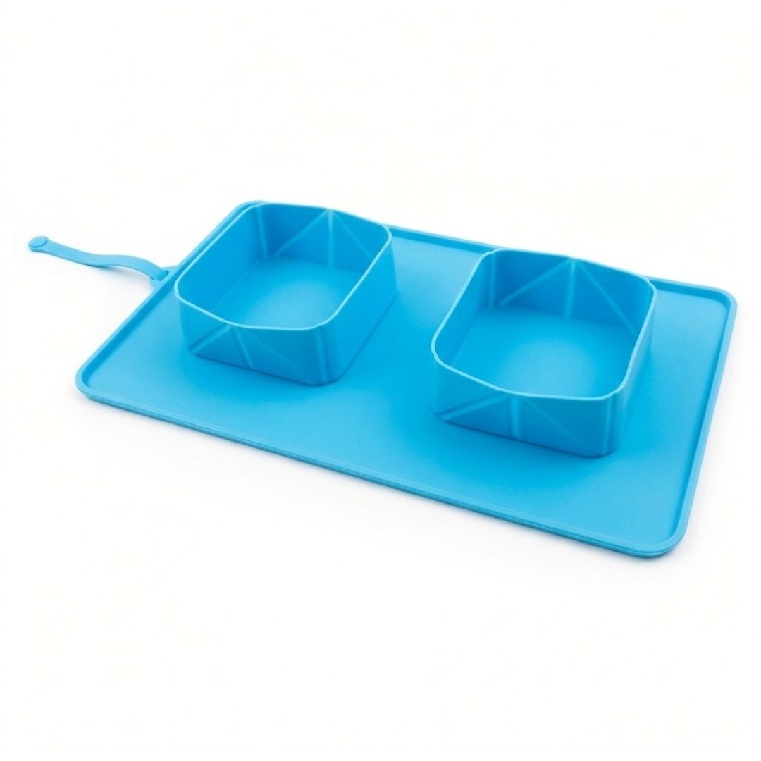 Comedero Mascotas Plegable Doble Silicona Antideslizante