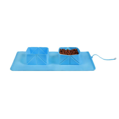Comedero Mascotas Plegable Doble Silicona Antideslizante