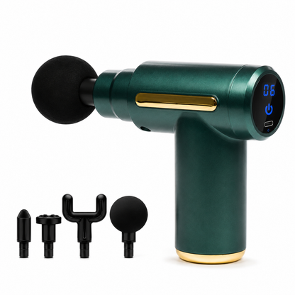 Pistola Masajeadora Muscular Digital con 6 Niveles 4 Cabezales