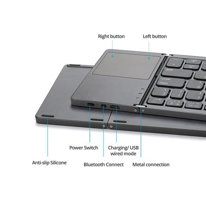 Teclado plegable con touch pad inalámbrico bluetooth recargable