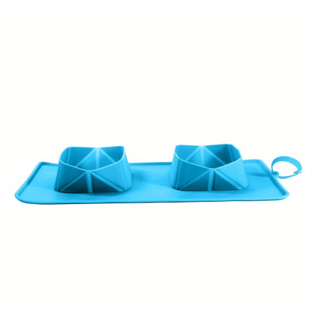 Comedero Mascotas Plegable Doble Silicona Antideslizante