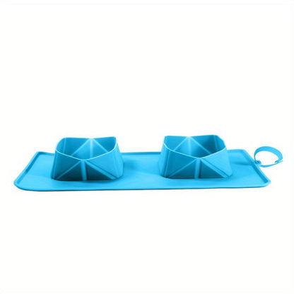 Comedero Mascotas Plegable Doble Silicona Antideslizante