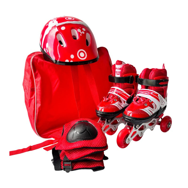 Kit De Patines En Línea Con Luces Led Llantas Traseras y Maleta Talla S (29 33) Lg03A