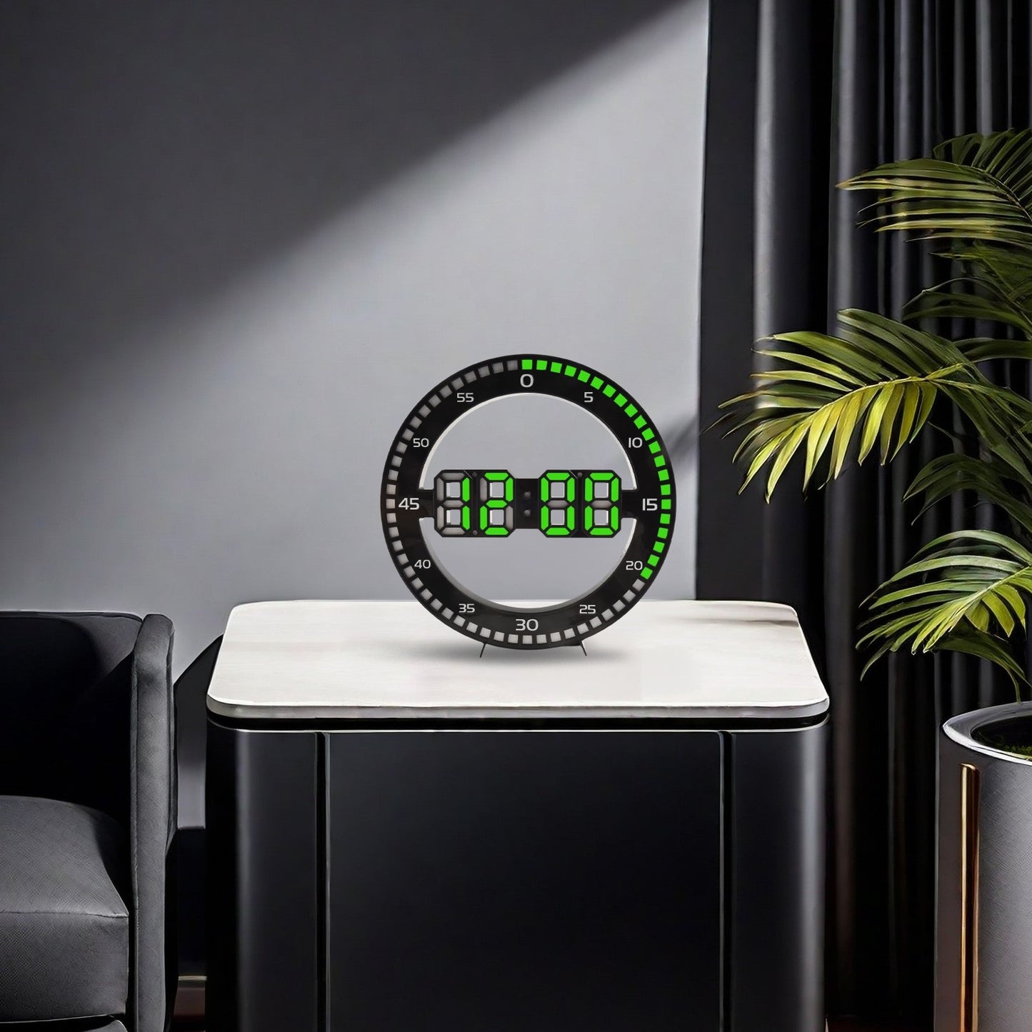 Reloj de Pared y Mesa Digital LED Circular con Alarma y Fecha DS3668L