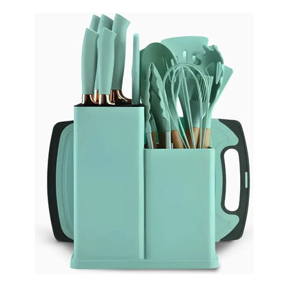 Set completo de 18 Utensilios y cuchillos de Cocina de Silicona antiadherentes