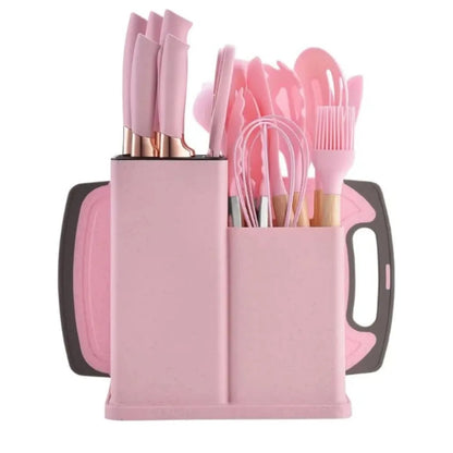 Set completo de 18 Utensilios y cuchillos de Cocina de Silicona antiadherentes