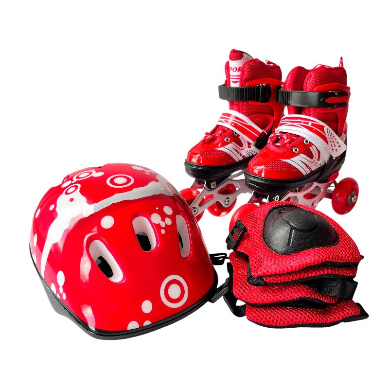 Kit De Patines En Línea Con Luces Led Llantas Traseras y Maleta Talla S (29 33) Lg03A