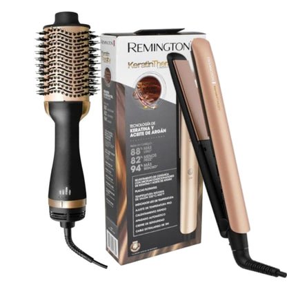 Combo Remington Plancha Keratin Therapy  Original + Cepillo Secador3D Pro