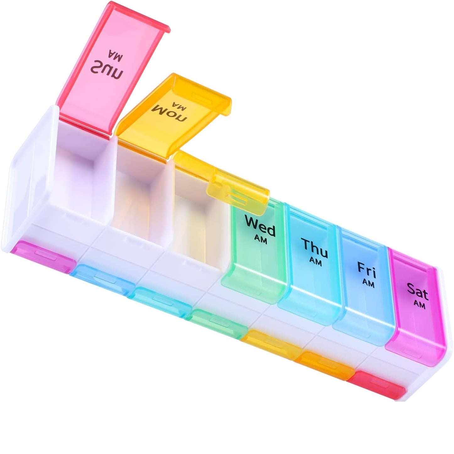 Pastillero semanal cuadrado día y noche grande 14 puestos medicamentos