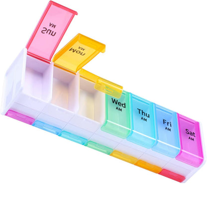 Pastillero semanal cuadrado día y noche grande 14 puestos medicamentos