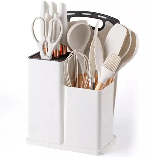 Set completo de 18 Utensilios y cuchillos de Cocina de Silicona antiadherentes