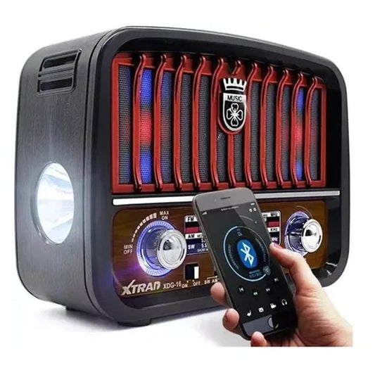 Parlante vintage  recargable bluetooth, FM, linterna y correa  FX 042