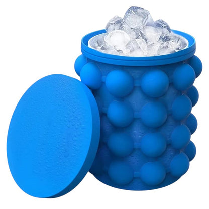 Molde de silicona hielera y cubeta 2 en 1 con tapa