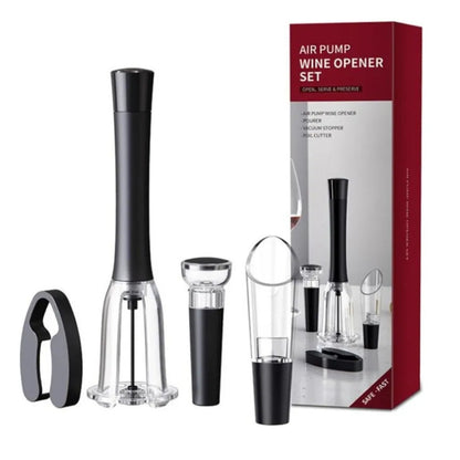 Destapador de Vinos De Aire Set 4 en 1 Accesorios Acero Inoxidable
