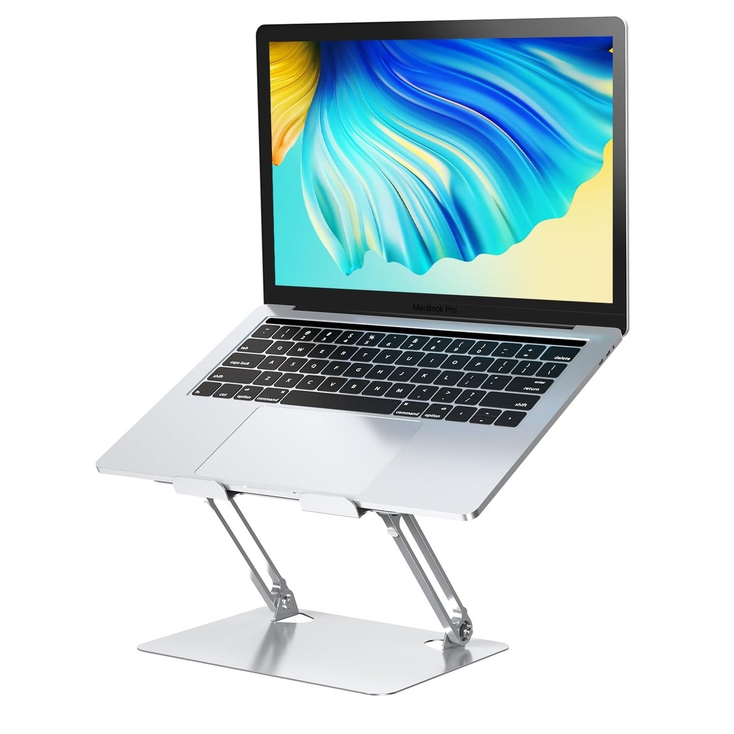 Soporte base acero inoxidable para computador y tablet 2 brazo ajustable