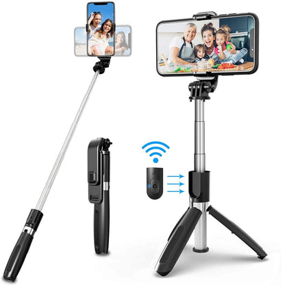Trípode monopod palo selfie 2 en 1 con luz led y control TS1010