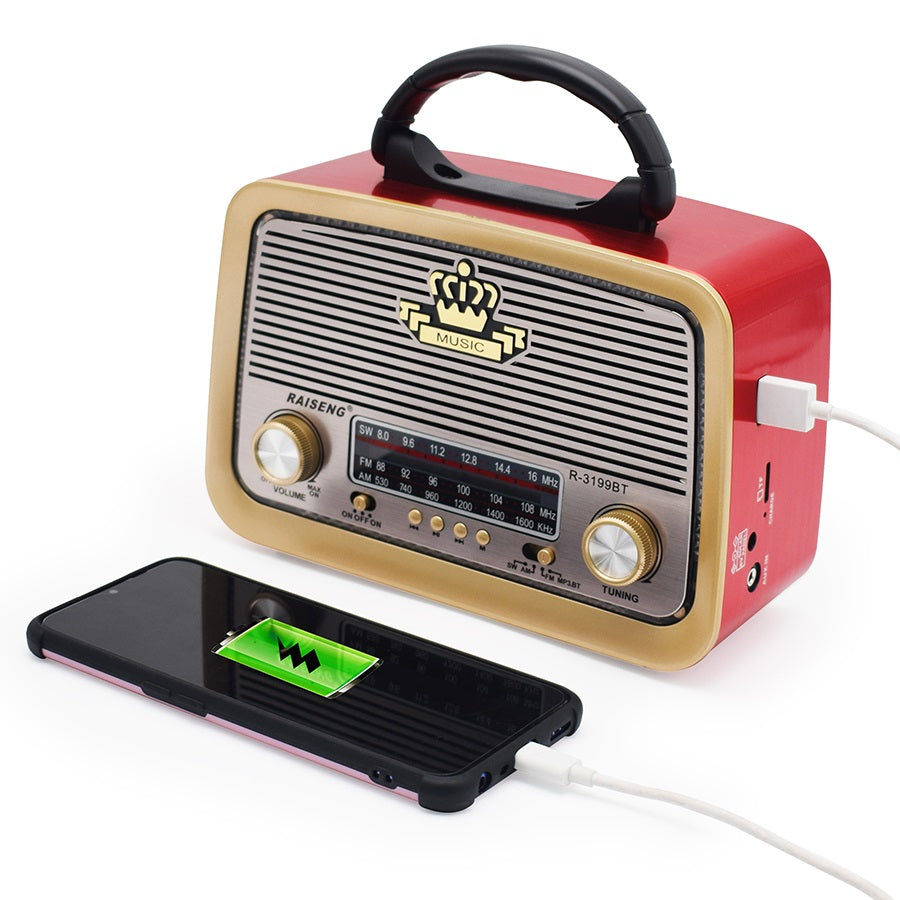 Parlante radio vintage con bluetooth USB emisora recargable JX 203