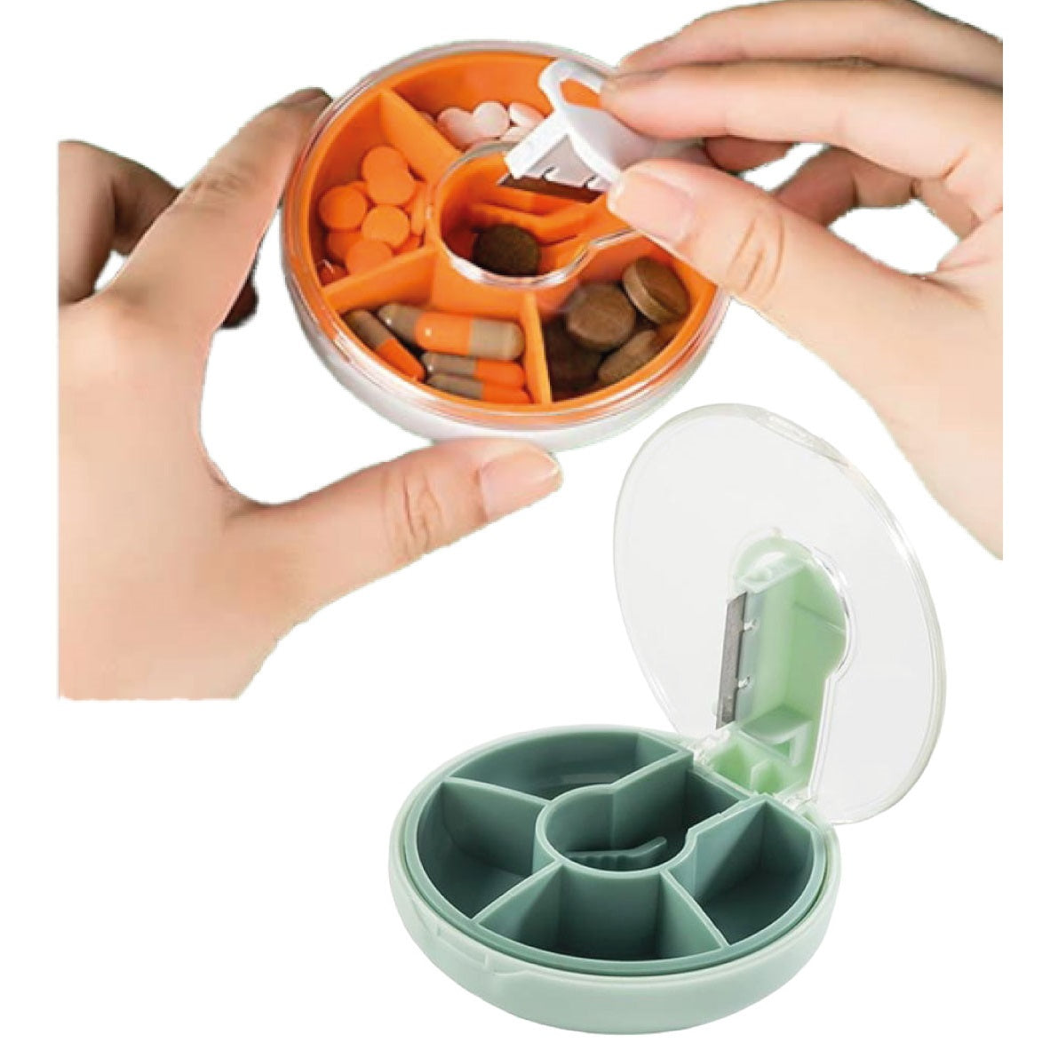 Pastillero con partidor y divisiones para medicamentos