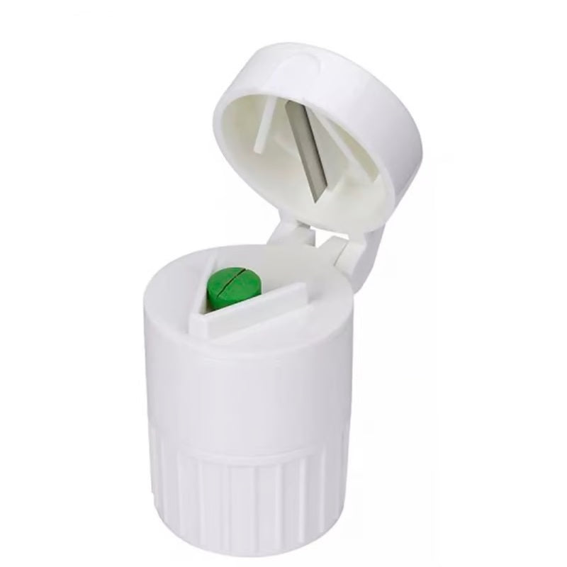 Pastillero con partidor y molino de medicamentos pequeño portátil