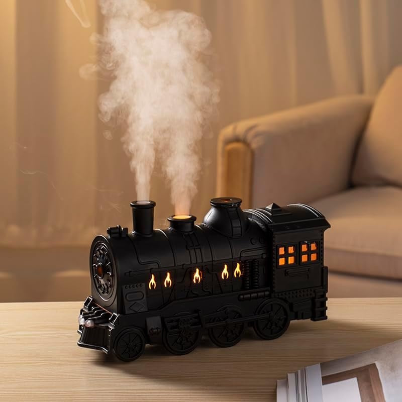 Humidificador Difusor Tren 300 ml Retro con efecto vapor 2 modos y luces LED