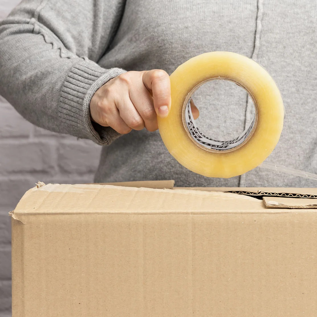 Rollo de cinta transparente industrial ancha 200 metros