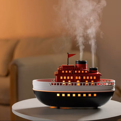 Difusor Humidificador Barco 300 ml estilo náutico con luces LED y vapor ultrasónico
