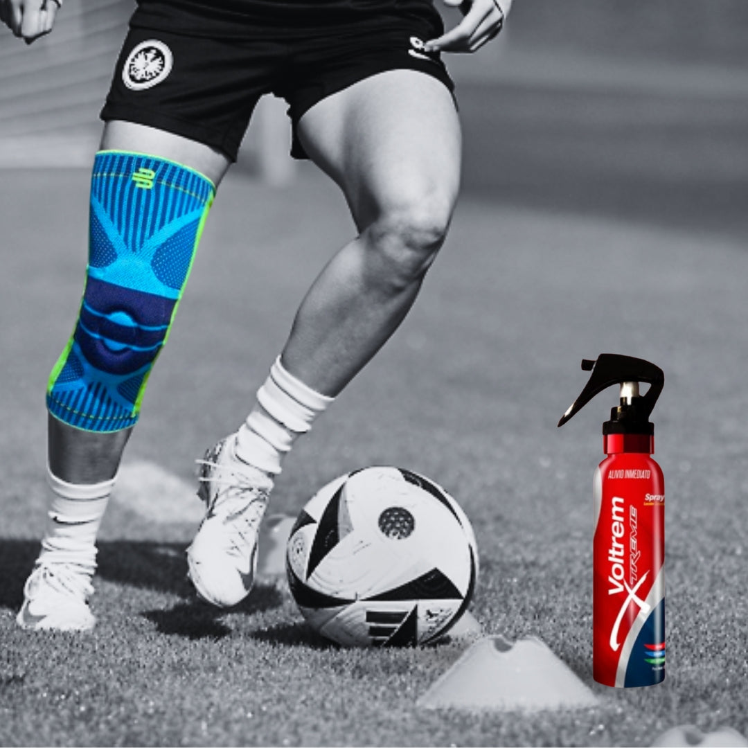 Combo FlexFit Rodillera con gel de rotula y Voltrem Spray muscular