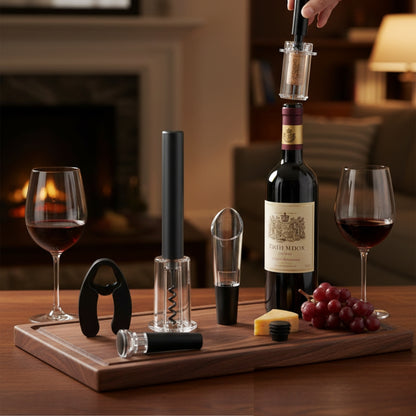Destapador de Vinos De Aire Set 4 en 1 Accesorios Acero Inoxidable