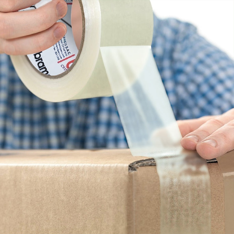 Rollo de cinta transparente industrial ancha 200 metros