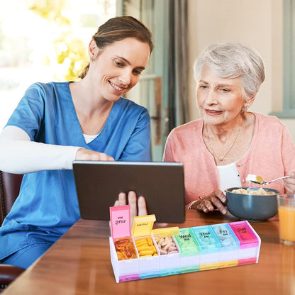 Pastillero semanal cuadrado día y noche grande 14 puestos medicamentos