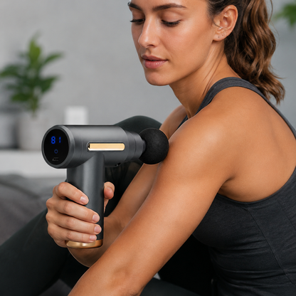 Pistola Masajeadora Muscular Digital con 6 Niveles 4 Cabezales