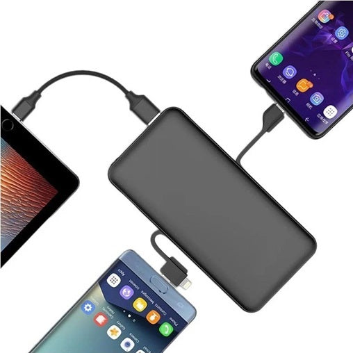 Powerbank batería portátil NIA 10000 mAh con salida múltiple cable y pantalla