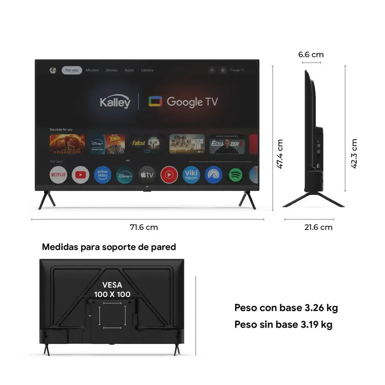 Televisor Kalley 32GQ200 32” QLED FHD Smart TV Google TV