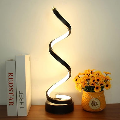 Lámpara de mesa LED en espiral decorativa regulable tricolor con alimentación USB