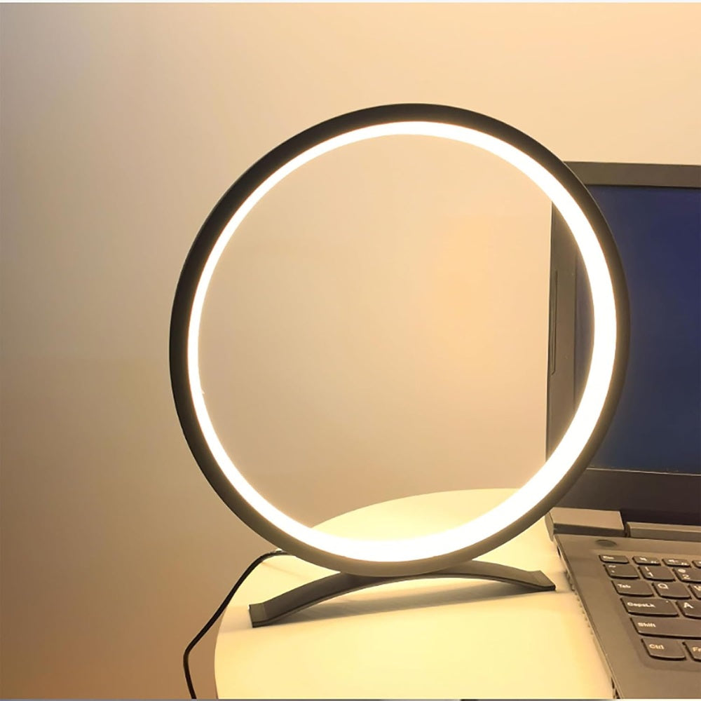 Lámpara de mesa LED circular decorativa regulable tricolor con alimentación USB