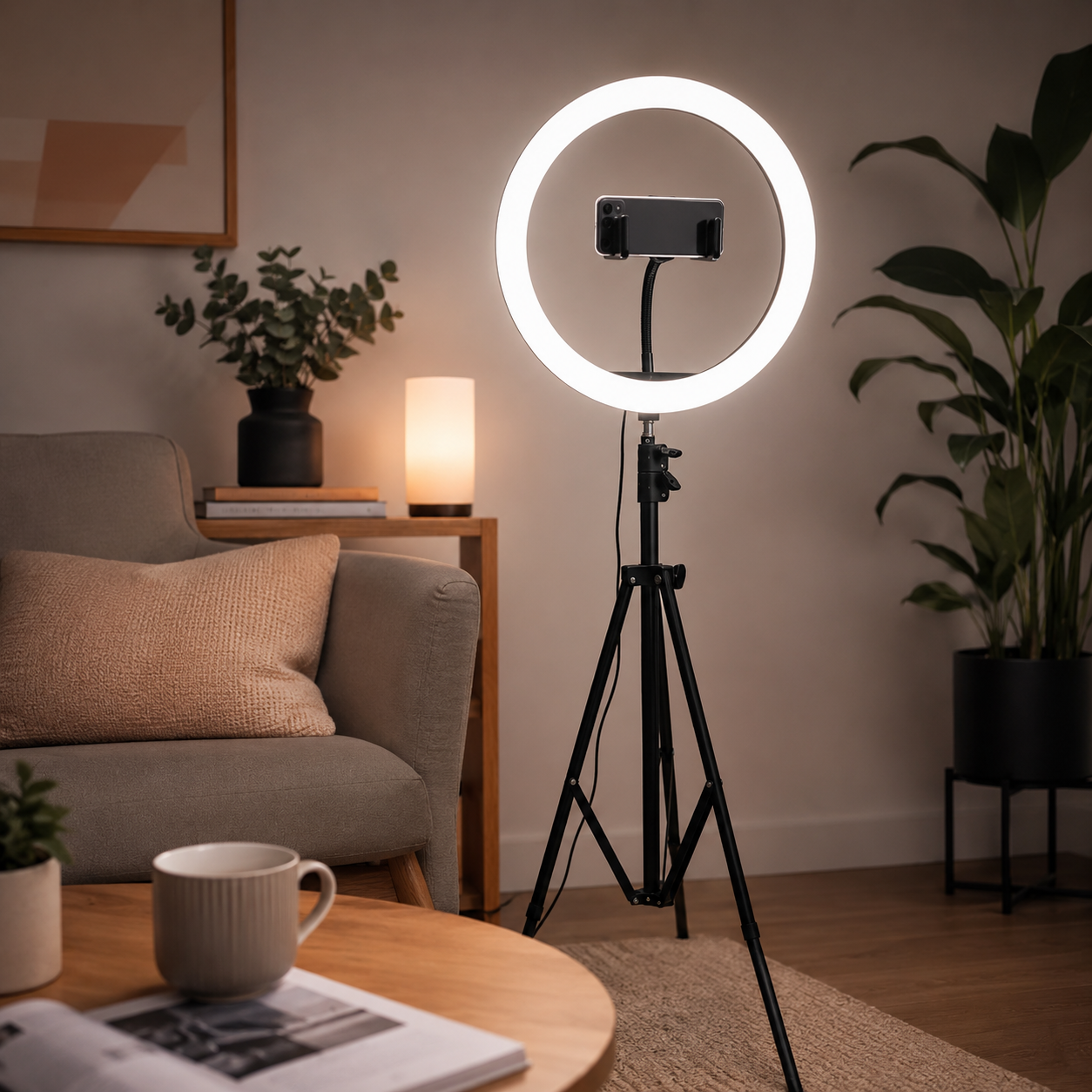 Aro de Luz LED 36 cm con Trípode y Soporte Celular Profesional