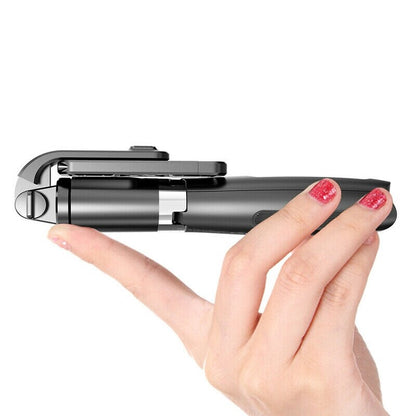 Trípode monopod palo selfie 2 en 1 con luz led y control TS1010