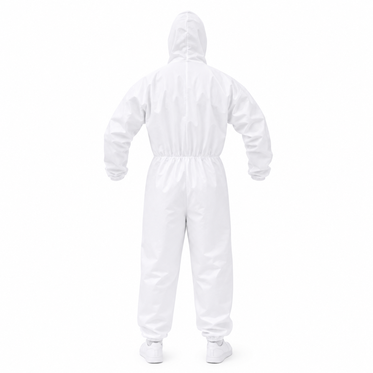 Traje Overol Antifluido Blanco con Gorro y Cierre Adhesivo