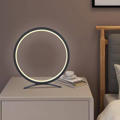 Lámpara de mesa LED circular decorativa regulable tricolor con alimentación USB