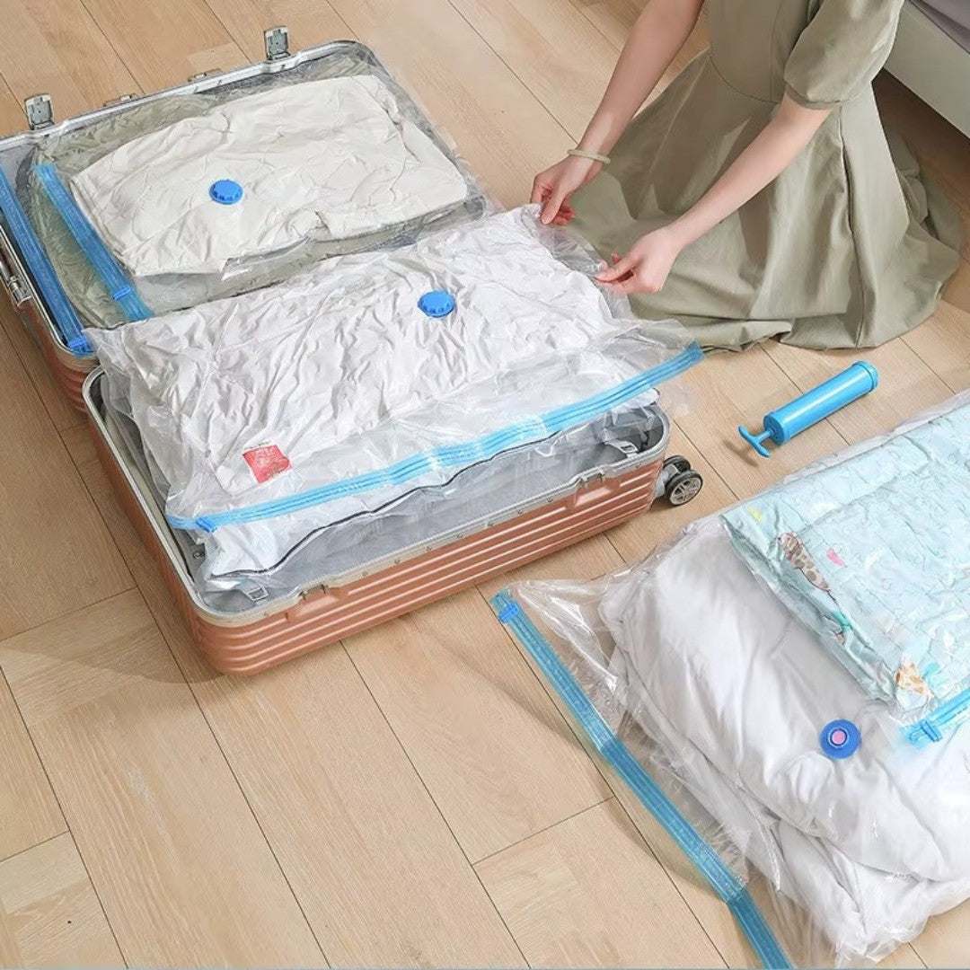 Set x5 Bolsas al Vacío para Ropa con Bomba Manual 80% de volumen