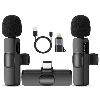 Micrófonos dobles inalámbricos de solapa para celular K9