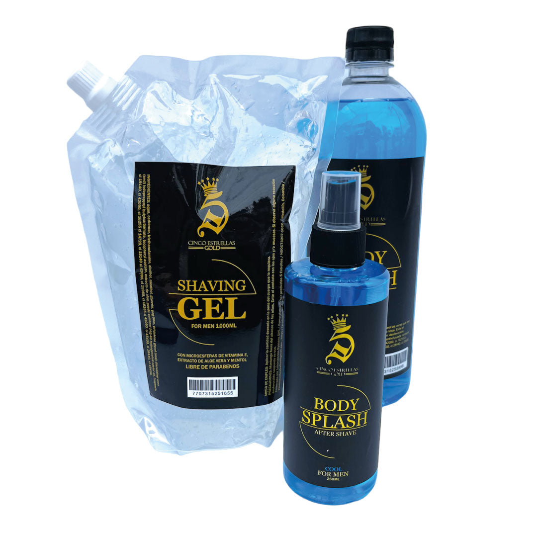 Combo barberia Lociones refrescantes y gel de afeitado 5 estrellas
