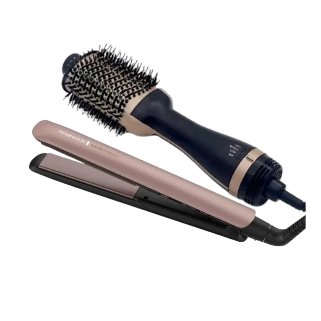 Combo Remington Plancha Keratin Therapy  Original + Cepillo Secador3D Pro