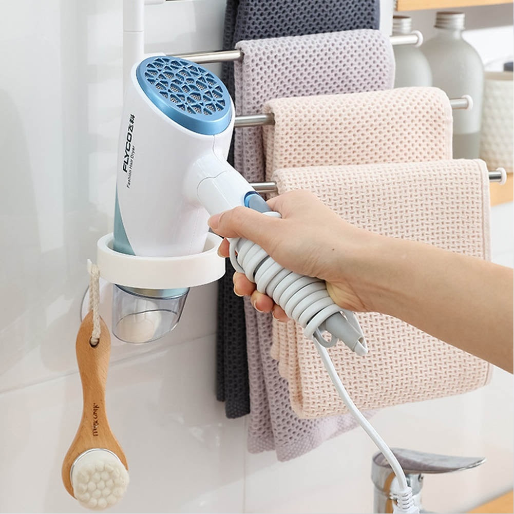 Soporte organizador de secador y toallas adhesivo